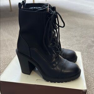 Torrid-Black Lace-Up Ankle Boots - Size 6 1/2 Wide Width